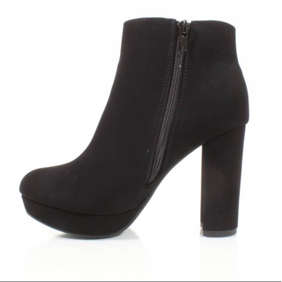 Black Towering Heel Platform Ankle Booties - Picture 4 of 5